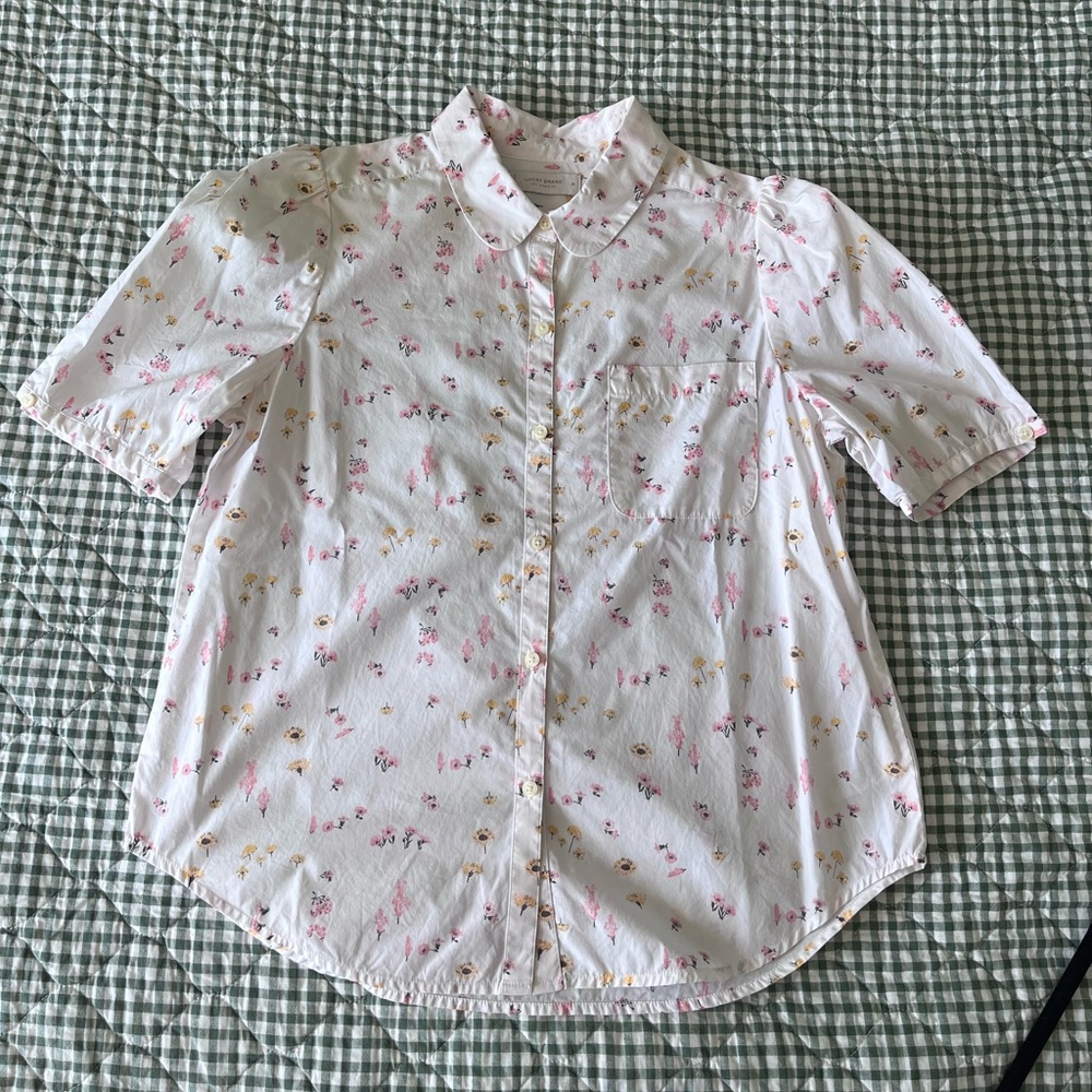 Lucky Brand White Floral Button Down Shirt